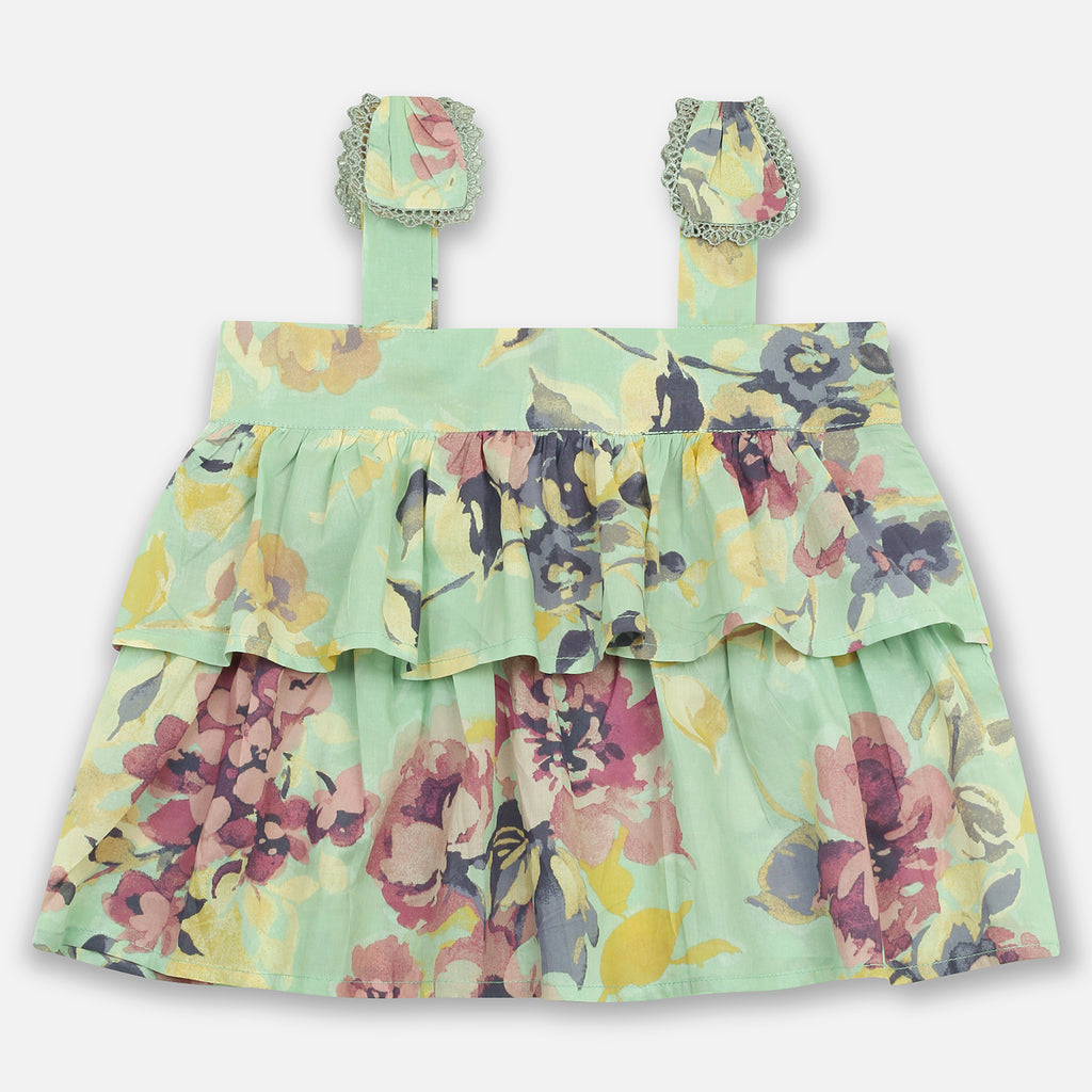 Mint Floral Frill Girls Co-Ord Set