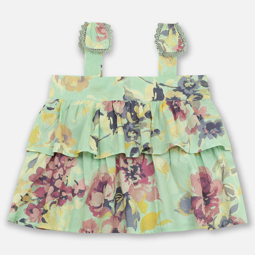 Mint Floral Frill Girls Co-Ord Set