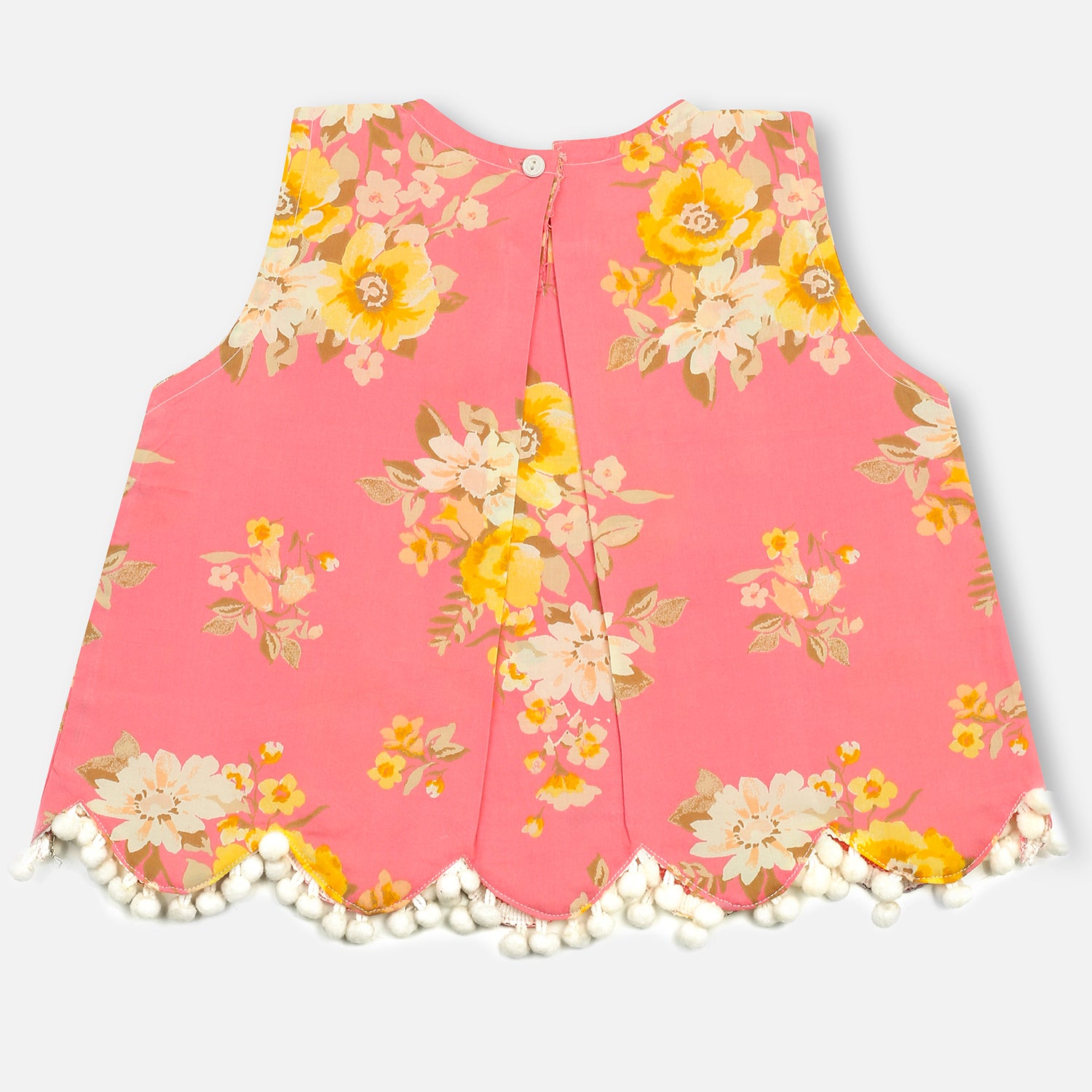 Pink Floral Pom-Pom Girls Co-Ord Set