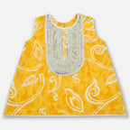 Yellow Printed Embroidered Girls Co-Ord Set