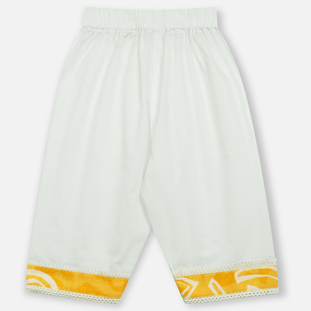 Yellow Printed Embroidered Girls Co-Ord Set