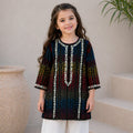 Black Rainbow Embroidered Girls Kurti